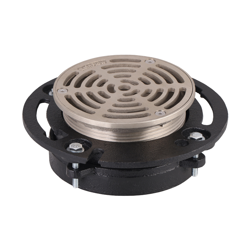 GH-6026 Drain de sol réglable en fonte en fonte avec grille et passoire en laiton ronde